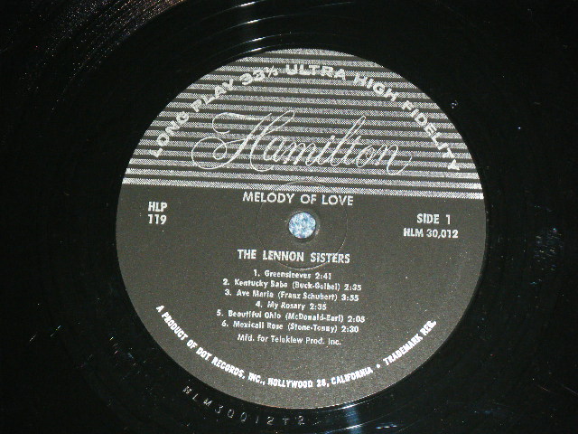 画像: THE LENNON SISTERS - MELODY OF LOVE(Ex++/Ex- Looks:Ex++)  / 1964  US AMERICA ORIGINAL MONO Used  LP