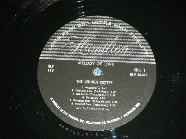 画像: THE LENNON SISTERS -MELODY OF LOVE(Ex+++/Ex++ Looks:Ex+)  / 1960's  US ORIGINAL MONO Used  LP