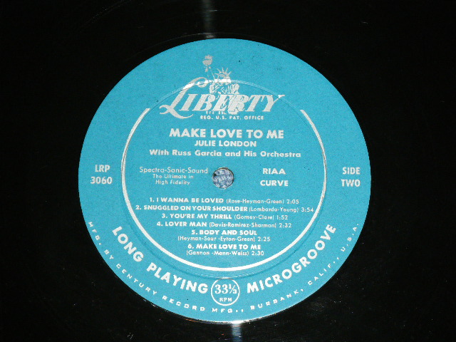 画像: JULIE LONDON -  MAKE LOVE TO ME  ( Ex++/Ex+++ ) / 1957 US AMERICA  ORIGINAL "TURQUOISE GREEN Label" MONO Used  LP 