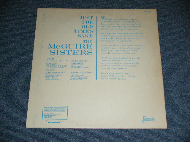 画像: THE McGUIRE SISTERS -  JUST OLD TIME'S SAKE  ( Ex+++/MINT-)  /  UK ENGLAND Used LP  Used LP