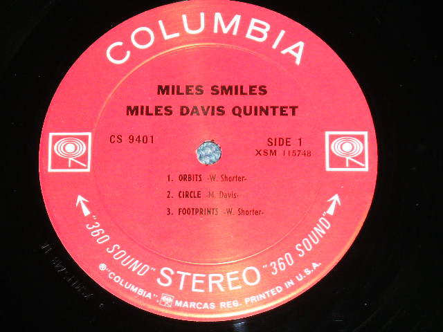 画像: MILES DAVIS QUINTET  - MILES SMILES (Matrix # A)XSM-115748-1A P B)XSM-115749-1A P)  ( Ex/Ex+++)   / 1966 US ORIGINAL 1st  Press "WHITE 360 Sound  Label" STEREO Used LP 