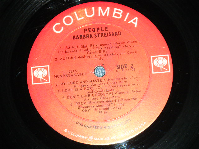 画像: BARBRA STREISAND  - PEOPLE ( Ex++/Ex++)   / 1964  US AMERICA ORIGINAL "1st Press 2 EYES with GURANTEED High Fidelity on Label"  Used LP