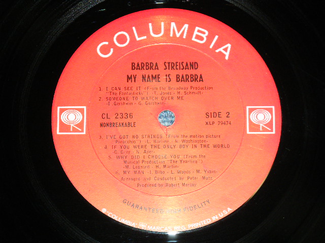 画像: BARBRA STREISAND  - MY NAME IS BARBRA ( Ex+/Ex++)   / 1965  US AMERICA ORIGINAL "1st Press 2 EYES with GURANTEED High Fidelity on Label"  Used LP
