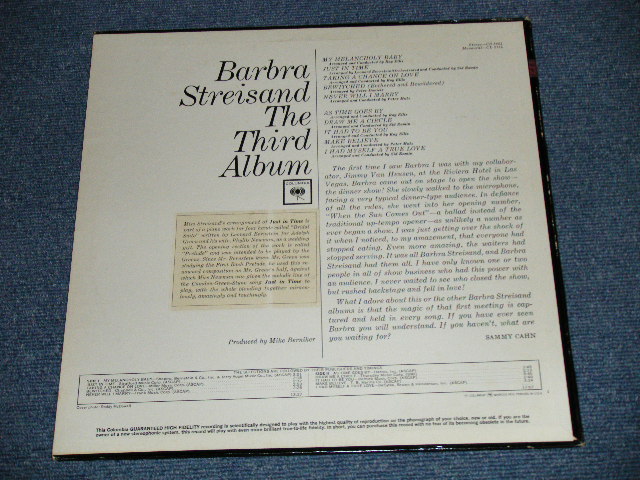 画像: BARBRA STREISAND  - THE THIRD ALBUM ( Ex/MINT-)   / 1964  US AMERICA ORIGINAL "1st Press 2 EYES with GURANTEED High Fidelity on Label"  Used LP