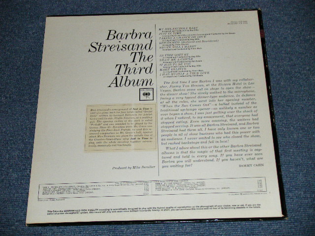 画像: BARBRA STREISAND  - THE THIRD ALBUM ( Ex+++/Ex+++)   / 1964  US AMERICA ORIGINAL "1st Press 2 EYES with GURANTEED High Fidelity on Label"  Used LP