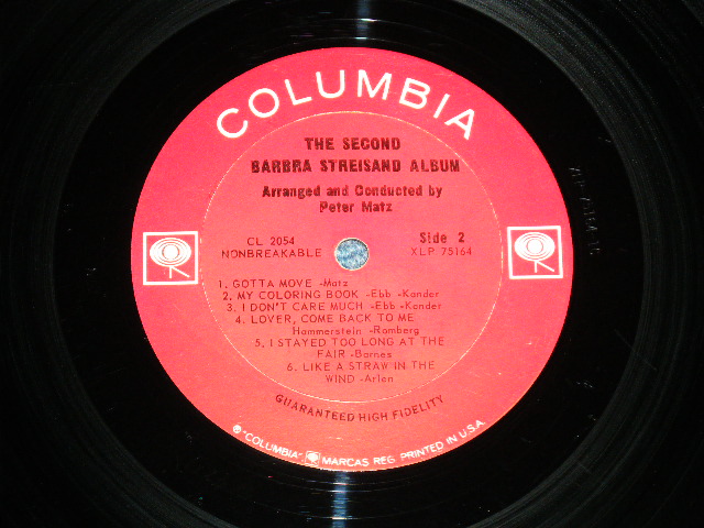 画像: BARBRA STREISAND  - THE SECOND ALBUM ( Ex+++/Ex++)   / 1963  US AMERICA ORIGINAL "1st Press 2 EYES with GURANTEED High Fidelity on Label"  MONO Used LP
