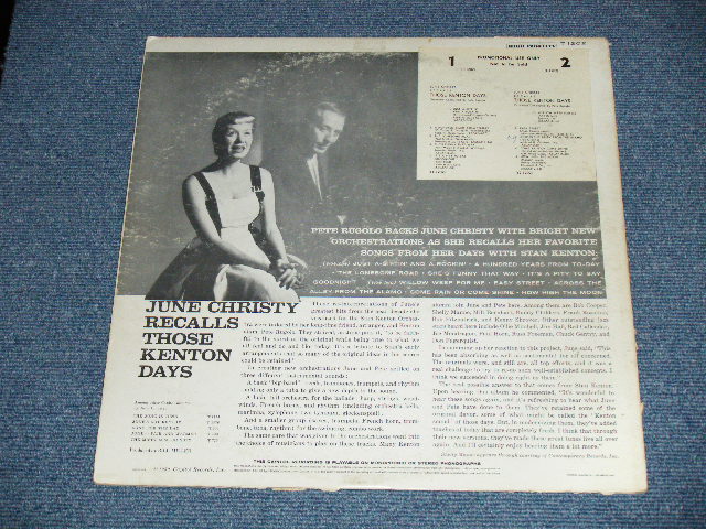 画像: JUNE CHRISTY - RECALLS THOSE KENTON DAYS ( Ex-/Ex++) / 1959 US AMERICA ORIGINAL "BLACK with RAINBOW & LOGO on LEFT Label" MONO Used LP 