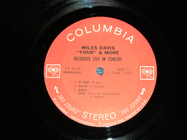 画像: MILES DAVIS  - FOUR & MORE   ( Matrix # A:1A/B:1A!!!! Ex++,Ex/MINT- )  )   / 1965 US ORIGINAL 1st  Press "Black 360 Sound  Label" STEREO Used LP 