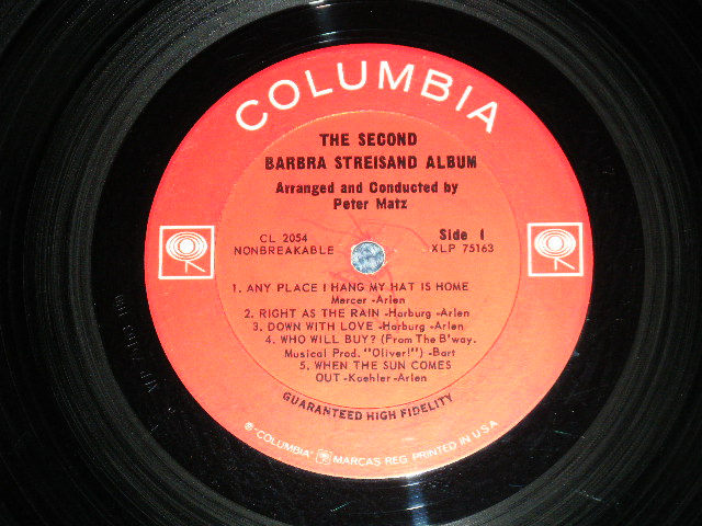 画像: BARBRA STREISAND  - THE SECOND ALBUM ( MINT-/Ex+++)   / 1963  US AMERICA ORIGINAL "1st Press 2 EYES with GURANTEED High Fidelity on Label"  MONO Used LP