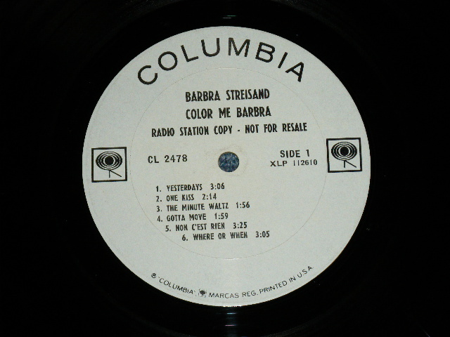 画像: BARBRA STREISAND  - COLOR ME BARBRA ( With COLOR PIN-UP! : Ex++/Ex++)   / 1966  US AMERICA ORIGINAL "WHITE LABEL PROMO & 2 EYES Label"  MONO Used LP