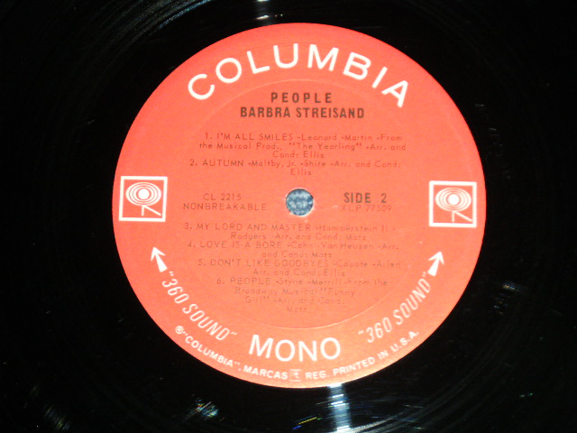 画像: BARBRA STREISAND  - PEOPLE ( Ex++/Ex+++ Looks:Ex+)   / 1964  US AMERICA ORIGINAL "2nd Press 360 Sound Label"  Used LP