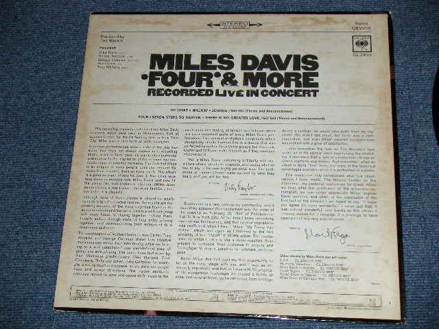 画像: MILES DAVIS  - FOUR & MORE   ( Matrix # A:1A/B:1A!!!! Ex++,Ex/MINT- )  )   / 1965 US ORIGINAL 1st  Press "Black 360 Sound  Label" STEREO Used LP 
