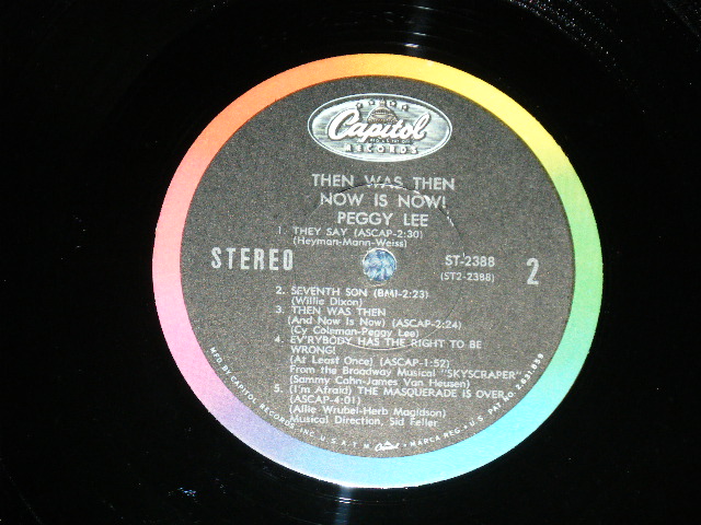 画像: PEGGY LEE - THEN WAS THEN ( MINT-/Ex+++ )  / 1965 US ORIGINAL "BLACK With RAINBOW Label" STEREO Used LP 