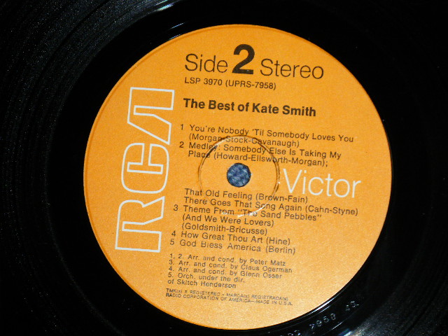 画像: KATE SMITH - THE BEST OF ( Ex+++/Ex+++ )    / 1968 US AMERICA ORIGINAL "ORANGE Label"  Used LP 