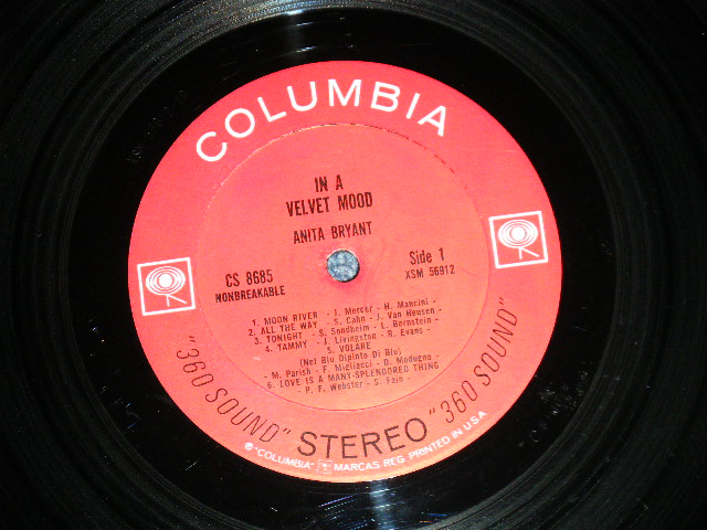 画像: ANITA BRYANT - IN A VELVET MOOD ( Ex++/Ex+) / 1962 US AMERICA ORIGINAL STEREO Used LP 