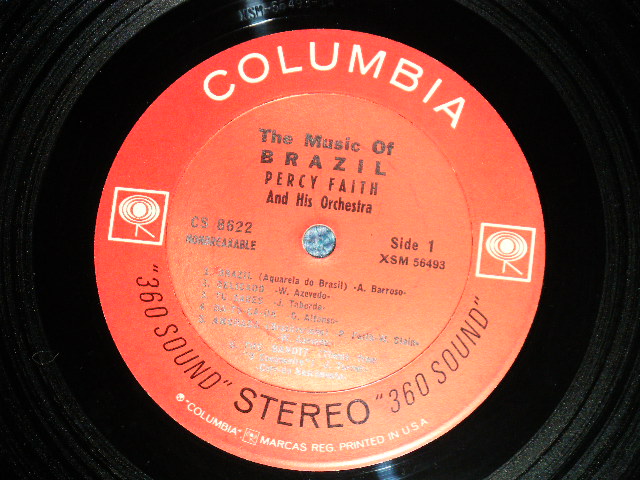 画像: PERCY FAITH -  THE MUSIC OF BRAZIL ! ( Ex++/Ex+++ )   / 1962 US AMERICA ORIGINAL "BLACK 360 SOUND Label" Stereo Used LP  