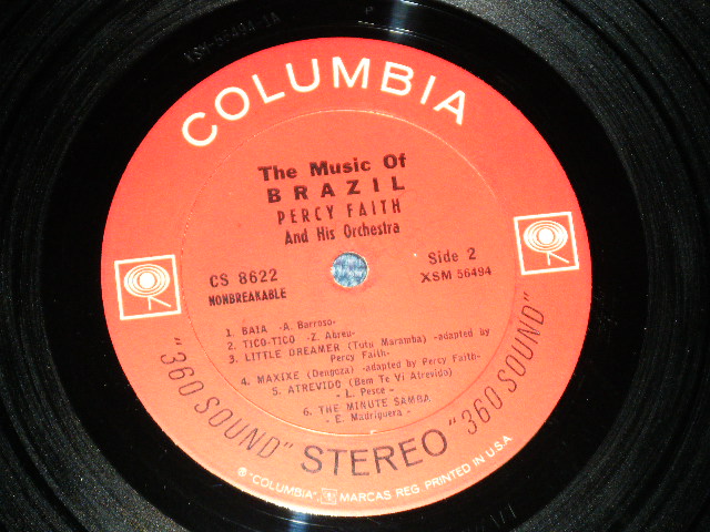 画像: PERCY FAITH -  THE MUSIC OF BRAZIL ! ( Ex++/Ex+++ )   / 1962 US AMERICA ORIGINAL "BLACK 360 SOUND Label" Stereo Used LP  