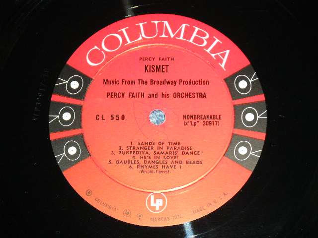 画像: PERCY FAITH - KISMET : MUSIC FROM THE BROADWAY PRODUCTION  (Ex++/Ex+++)  /  1955 US AMERICA ORIGINAL "6 EYES Label" MONO Used LP 
