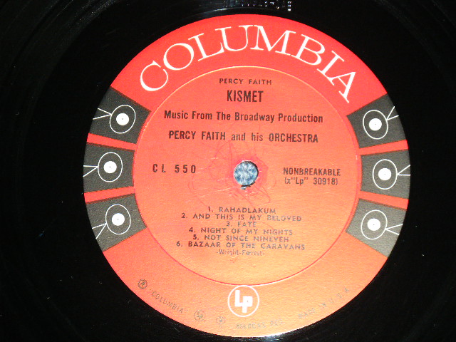 画像: PERCY FAITH - KISMET : MUSIC FROM THE BROADWAY PRODUCTION  (Ex++/Ex+++)  /  1955 US AMERICA ORIGINAL "6 EYES Label" MONO Used LP 