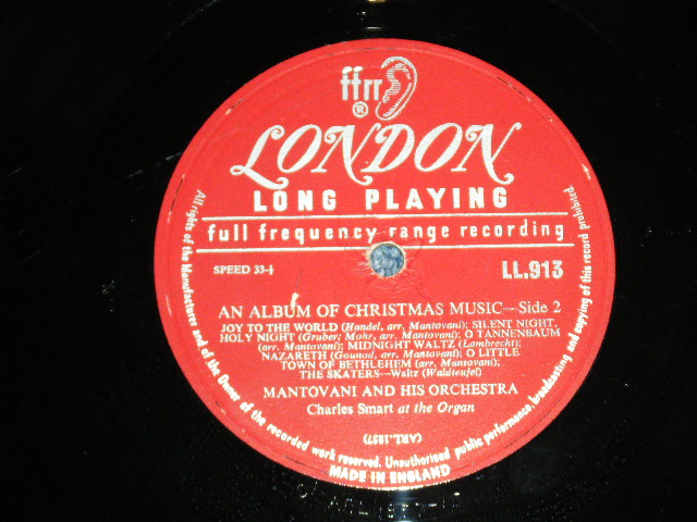 画像: MANTOVANI - CHRISTMAS CAROLS (UK EXPORT/Made in ENGLAND  : ffrr Label :Ex++/Ex++)  /   US AMERICA ORIGINAL + UK EXPORT  MONO Used  LP
