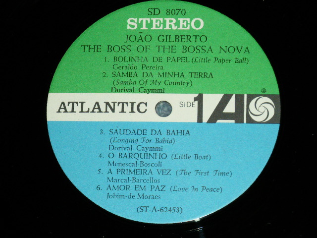 画像: JOAO GILBERTO   - THE BEST OF THE BOSSA NOVA ( Ex+/Ex+++,Ex++Looks:Ex+) / 1963 US ORIGINAL 1st Press "BLUE&GREEN Label" STEREO Used  LP 