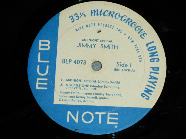 画像: JIMMY SMITH  with STANLEY TURRENTINE,KENNY BURRELL,DONALD BAILEY - MIDNIGHT SPECIAL : THE INCREDIBLE J'S  (Ex+/VG)  / 1963 US AMERICA ORIGINAL "1st PRESS NEW YORK USA  on LABEL" MONO Used LP 