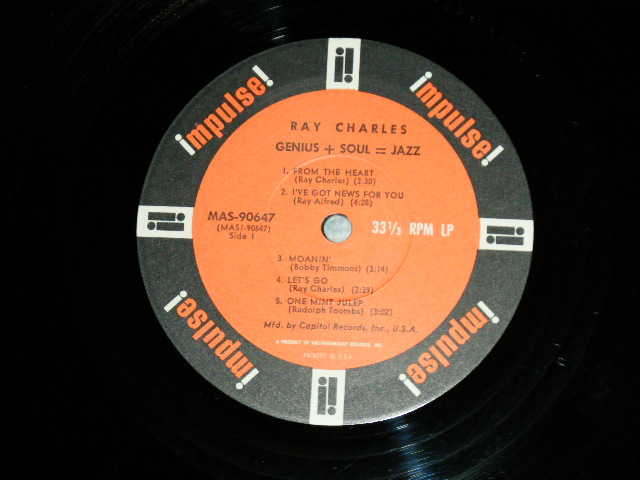 画像: RAY CHARLES - GENIUS+SOUL=JAZZ  (Ex++/Ex+++) / 1960's  US AMERICA ORIGINAL "CAPITOL Record Club Release" MONO Used LP