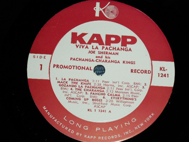 画像: JOE SHERMAN and his PACHANGA-CHARANGA KINGS - VIVA LA PACHANGA   (Ex++/Ex+++)  / 1960's US AMERICAORIGINAL "PROMO" MONO Used LP
