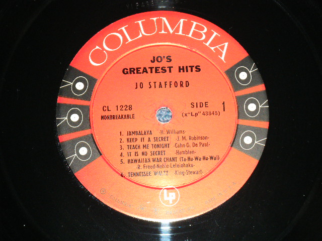 画像: JO STAFFORD - JO'S GREATEST HITS ( Ex+,Ex++/MINT-) / 1958 US AMERICA ORIGINAL "6 EYE'S LABEL" MONO Used LP 