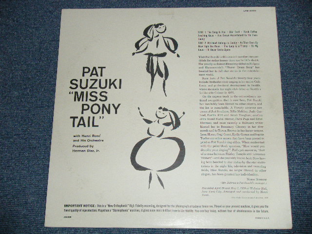 画像: PAT SUZUKI - PAT SUZUKI ; MISS PONY TAIL (Ex++/Ex+++ Looks:Ex+) / 1959 US AMERICA ORIGINAL MONO Used LP 