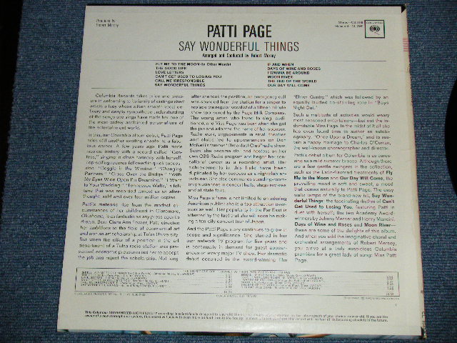 画像: PATTI PAGE - SAY WONDERFUL THINGS (Ex++/MINT-) /1963 US AMERICA  ORIGINAL"2 EYES with GURANTEED HUGH FIDELITY Label" MONO Used  LP 