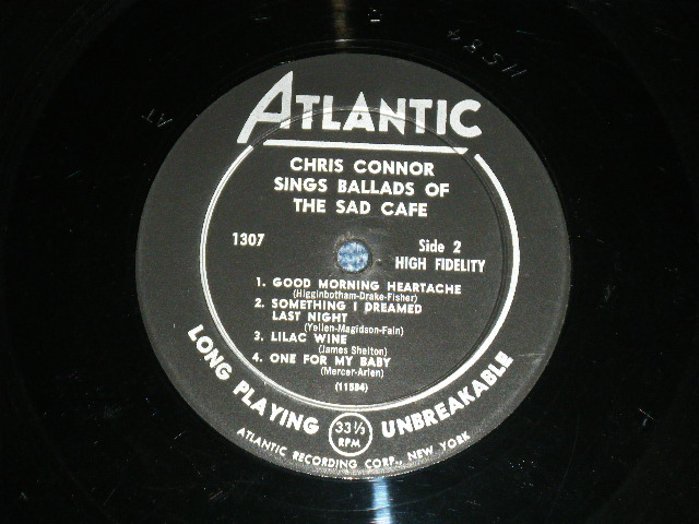 画像: CHRIS CONNOR - SINGS BALLADS OF THE SAD CAFE (Ex++/Ex+ Looks:Ex) / 1959 US ORIGINAL "BLACK with SILVER Print Label" MONO Used  LP 
