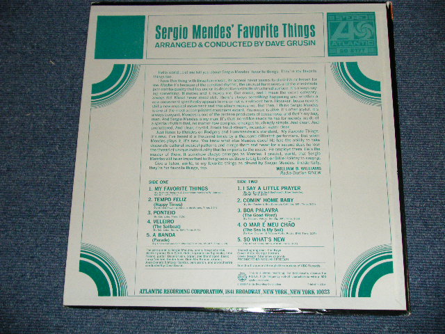 画像: SERGIO MENDES - SERGIO MENDES' FAVORITE THINGS ( GREEN & BLUE Label : Matrix # A)ST-A-671203-A/B)ST-A-671204-A : Ex+++/Ex+++)  / 1968 US AMERICA ORIGINAL STEREO Used LP 
