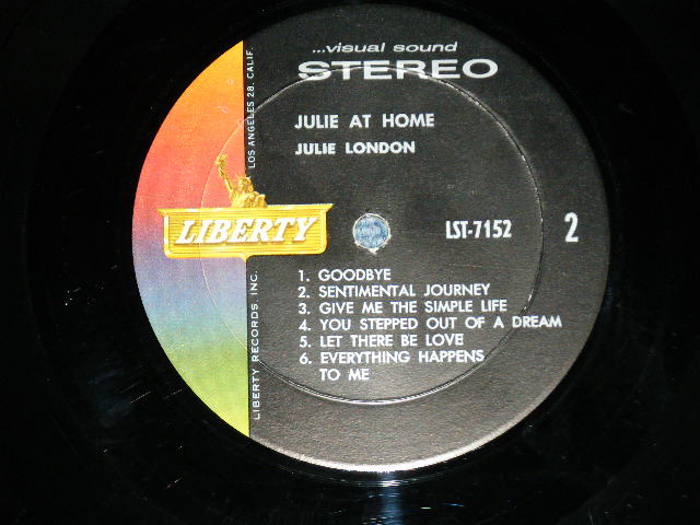 画像: JULIE LONDON - JULIE ... AT HOME  ( Ex++/Ex+ Looks:Ex+++ ) / 1960 US AMERICA ORIGINAL "MULTI COLOR Label" STEREO Used  LP 