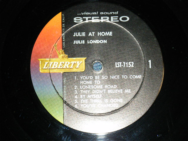 画像: JULIE LONDON - JULIE ... AT HOME  ( Ex++/Ex+ Looks:Ex+++ ) / 1960 US AMERICA ORIGINAL "MULTI COLOR Label" STEREO Used  LP 