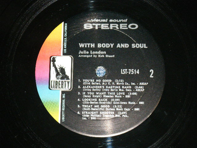 画像: JULIE LONDON -  WITH BODY and SOUL  ( Ex+/Ex++  Looks:Ex++  ) / 1967 US AMERICA ORIGINAL STEREO Used  LP 