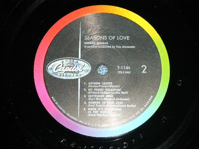 画像: GORDON MAacRAE - THE SEASONS OF LOVE  (Ex++/Ex+++)) / 1959 US AMERICA ORIGINAL ? "BLACK with COLOR RAINBOW ring Label" MONO Used LP 
