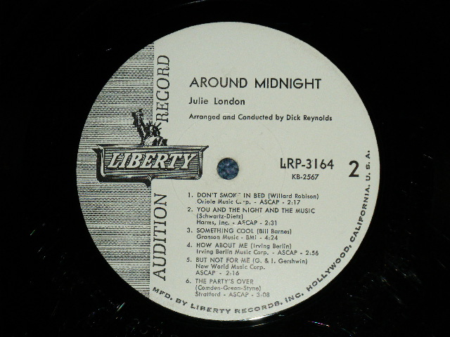 画像: JULIE LONDON - AROUND MIDNIGHT ( Ex+,Ex/Ex Looks:Ex- ) / 1960 US AMERICA ORIGINAL "WHITE LABEL PROMO" MONO Used  LP 