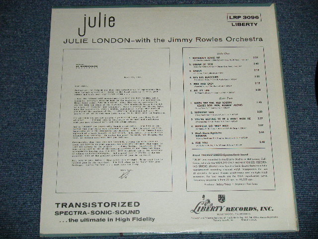 画像: JULIE LONDON - JULIE (Ex++/Ex++ Looks:VG+++, Ex++ EDSP) / 1958 US AMERICA ORIGINAL 1st Press "BLACK with SILVER Print Label" STEREO Used LP