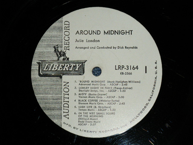 画像: JULIE LONDON - AROUND MIDNIGHT ( Ex+,Ex/Ex Looks:Ex- ) / 1960 US AMERICA ORIGINAL "WHITE LABEL PROMO" MONO Used  LP 