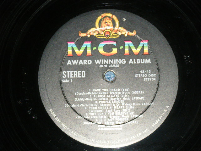 画像: JONI JAMES - AWARD WINNING ALBUM (Ex/Ex++ Looks:Ex+) / 1960 US ORIGINAL STEREO "BLACK Label" UsedLP