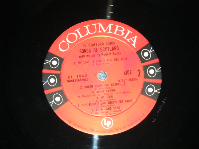 画像: JO STAFFORD - SONGS OF SCOTLAND  ( Ex+++/Ex+++) / 1957 US AMERICA ORIGINAL "6 EYE'S LABEL" MONO Used LP 