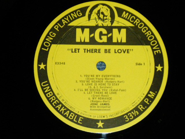 画像: JONI JAMES - LET THERE BE LOVE ( Ex+++/Ex+++ Ultra Clean Copy!!! )  / 1956 US ORIGINAL"YELLOW LABEL" MONO Used LP