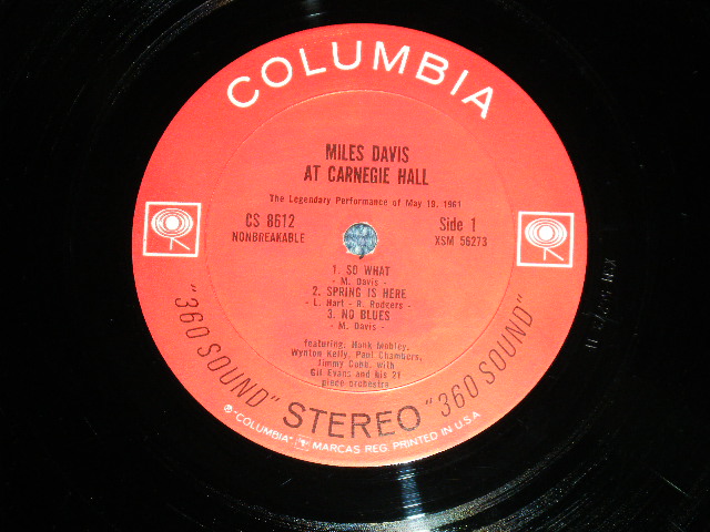 画像: MILES DAVIS - AT CARNEGIE HALL (Ex++/Ex+++ Looks:Ex+) / 1962 2nd Press "360 Sound STEREO in Black on Label" Used LP 