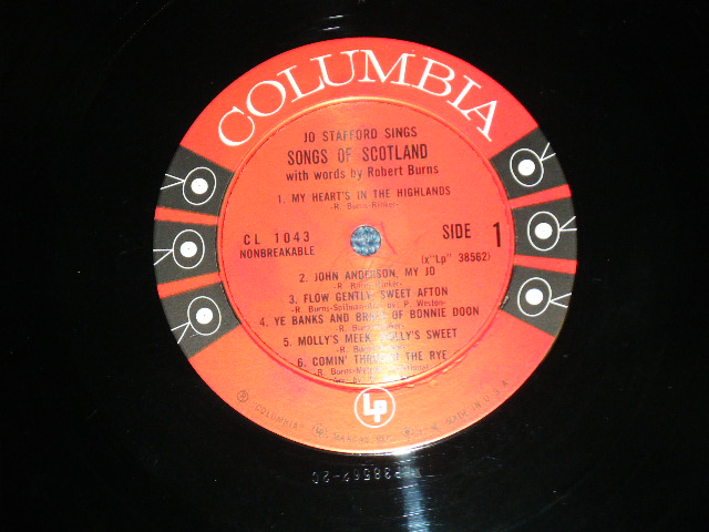 画像: JO STAFFORD - SONGS OF SCOTLAND  ( Ex+++/Ex+++) / 1957 US AMERICA ORIGINAL "6 EYE'S LABEL" MONO Used LP 