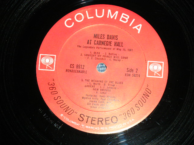 画像: MILES DAVIS - AT CARNEGIE HALL (Ex++/Ex+++ Looks:Ex+) / 1962 2nd Press "360 Sound STEREO in Black on Label" Used LP 