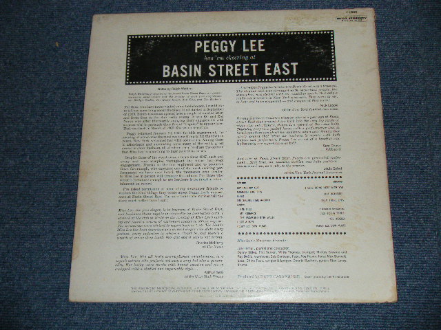 画像: PEGGY LEE -BASIN STREET EAST ( Ex+Ex+++) / 1961 US AMERICA ORIGINAL 1st Press "BLACK With RAINBOW 'CAPITOL' Logo on LEFT SIDE  Label"  Mono Used LP 