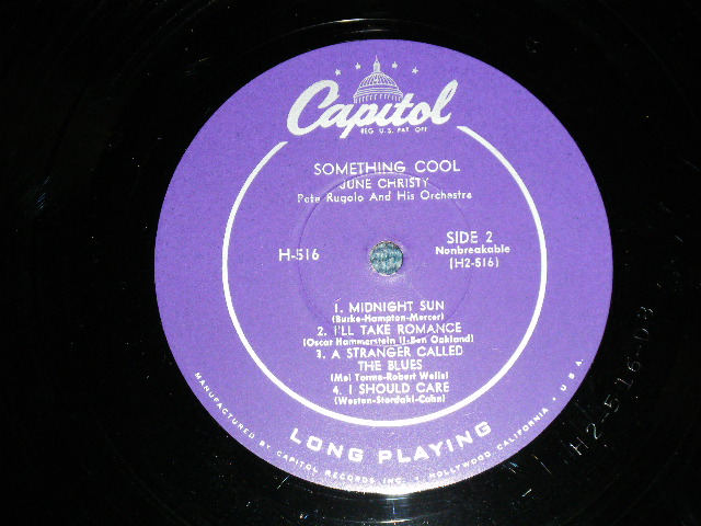 画像: JUNE CHRISTY - SOMETHING COOL ( 10" inch : PURPLE Label :  Ex+/Ex++)/ 1954 US AMERICA ORIGINAL "1st Press 'CLOSED EYES' Cvr" MONO Used 10" LP 