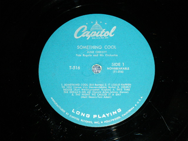 画像: JUNE CHRISTY - SOMETHING COOL ( TURQUOICE Label :  Ex/Ex+ ) / 1955 US AMERICA ORIGINAL "1st Press 'CLOSED EYES' Cvr" MONO Used LP 