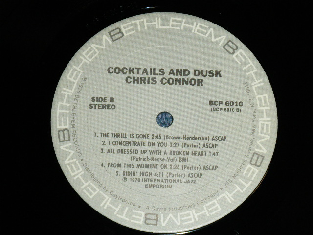 画像: CHRIS CONNOR - COCKTAILS AND DUSK ( Ex+++/MINT-)/ 1978 US AMERICA ORIGINAL "PROMO" Used LP 